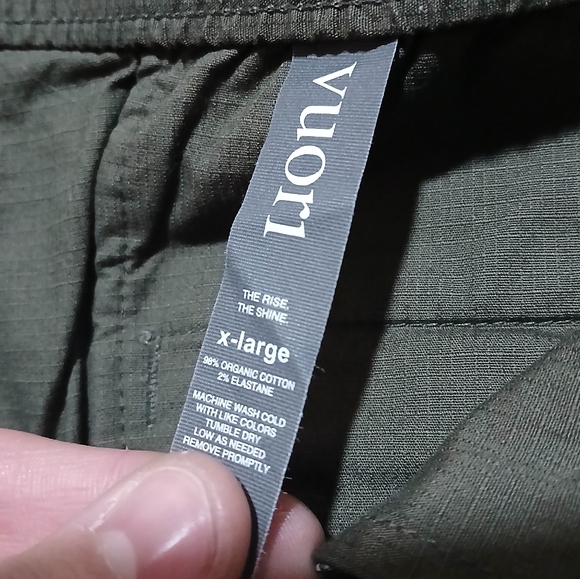 Vuori Dark Oregano/Olive Ripstop Organic Cotton Shorts w/ Teflon Shield Coating - Picture 9 of 9